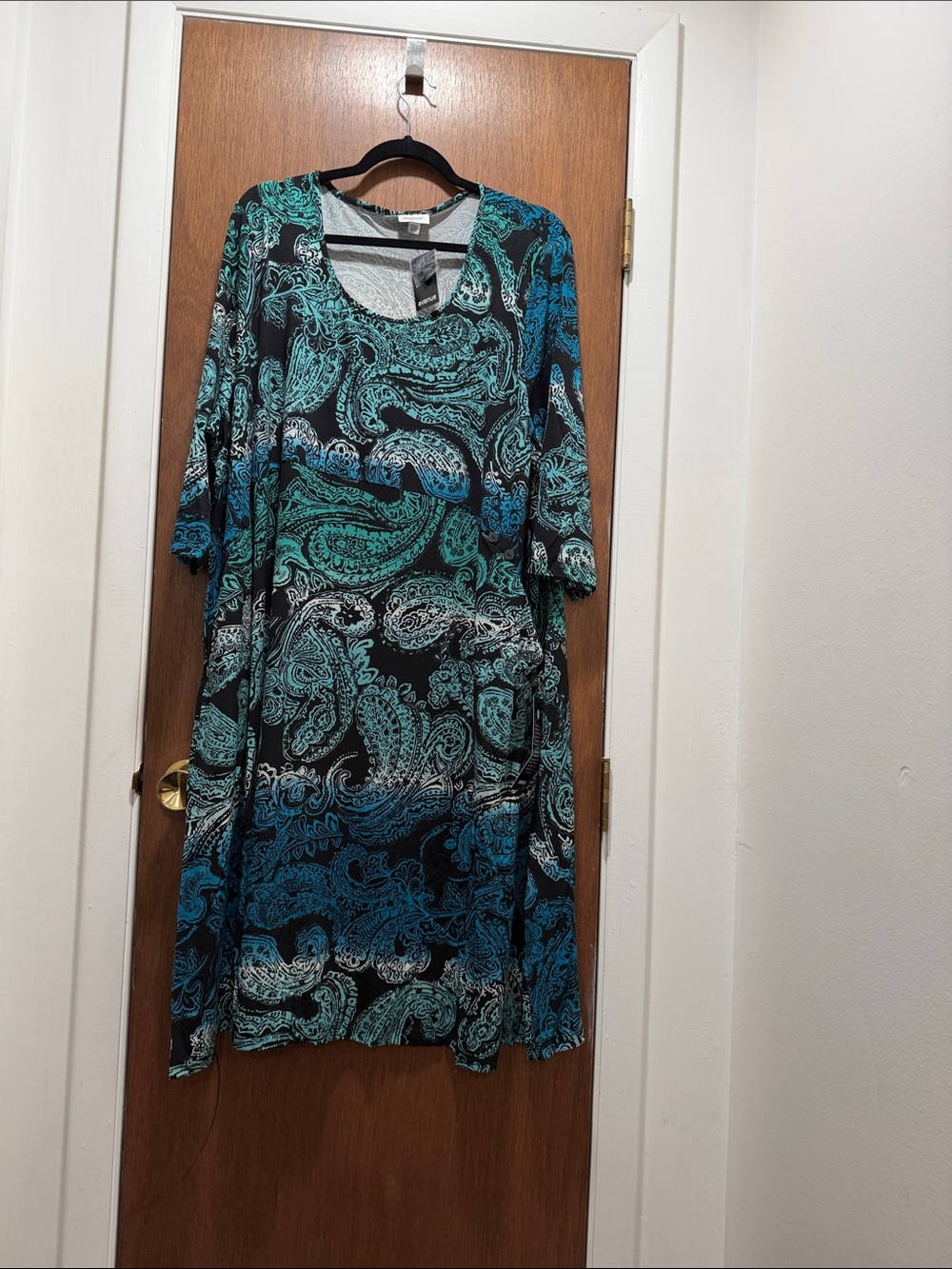 Avenue Black and Teal Paisley Maxi Dress